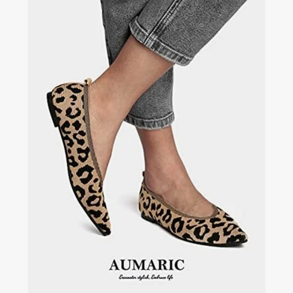 cundo Women’s Pointed Toe Flat Shoes Knit Texture Slip-On Ballet Loafers Shoes - Picture 5 of 8